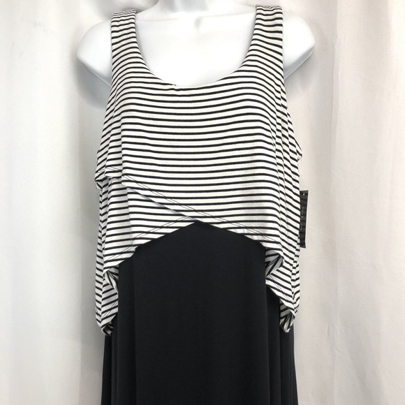 Style Co Womens Black White Medium Lagenlook Maxi Tank Sleeveless Long Dress NWT - Picture 4 of 13
